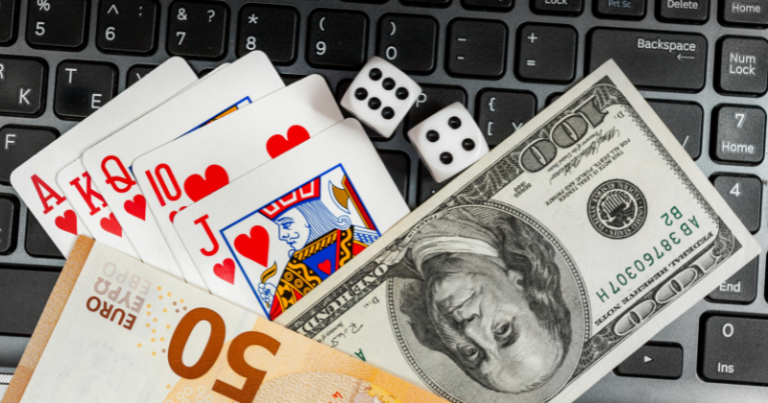 Money, laptop, gambling, dice